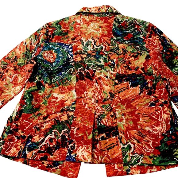 Chico’s Artsy Silk Blend Top Shacket Red WaterColor 0 (Small) Women CareerCore - Picture 11 of 15